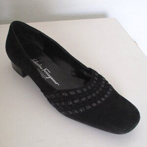 Salvatore Ferragamo Womens Black Italian Suede Loafer Shoe - Size 8M